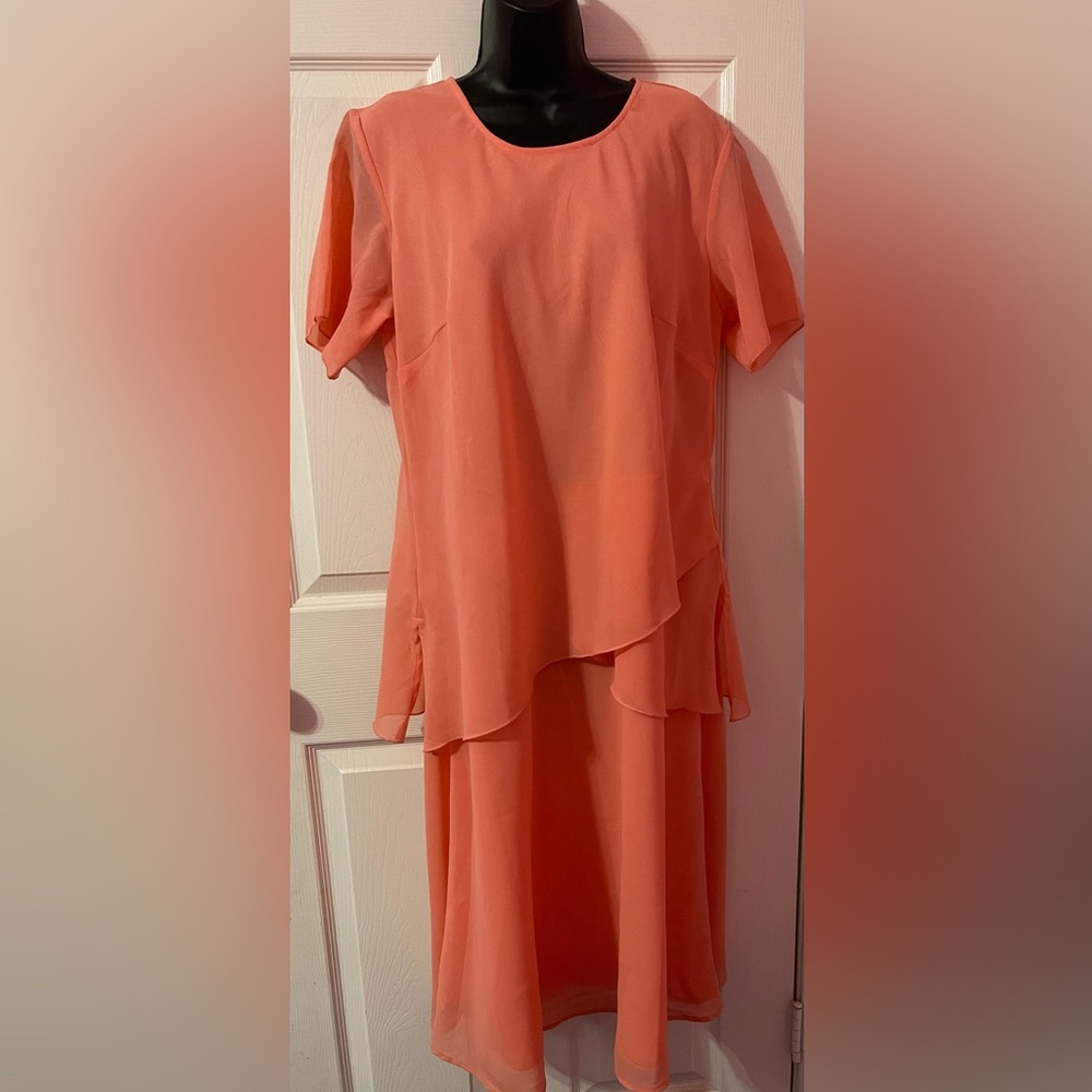 NWT Anthony Richards Salmon Layered Maxi Dress Size 12P